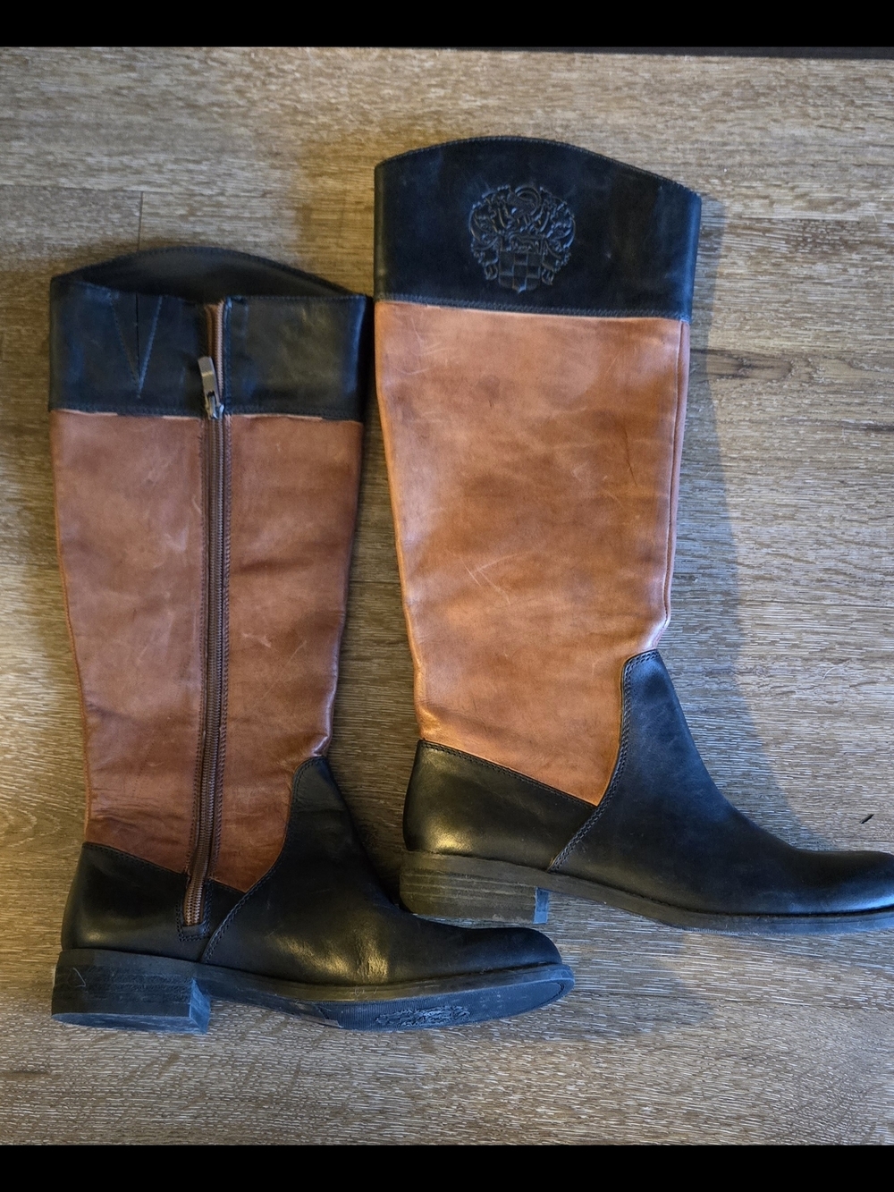 Vince Camuto Two-Tone Leather Riding Boots - Size 38